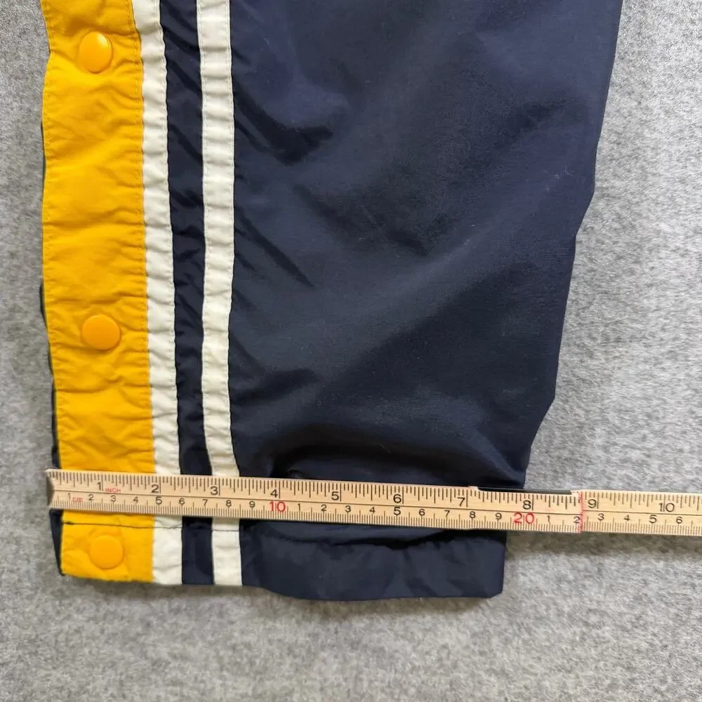 Vintage Holloway Track Pants Mens M Navy Yellow Stripe Snap Side Tearaway Wind